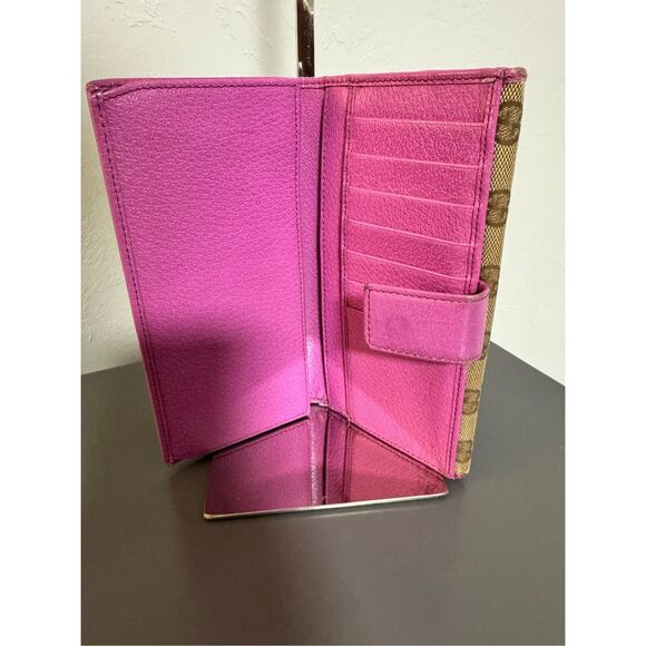 Gucci GG Monogram Long Wallet Tan/Pink - Picture 3 of 8